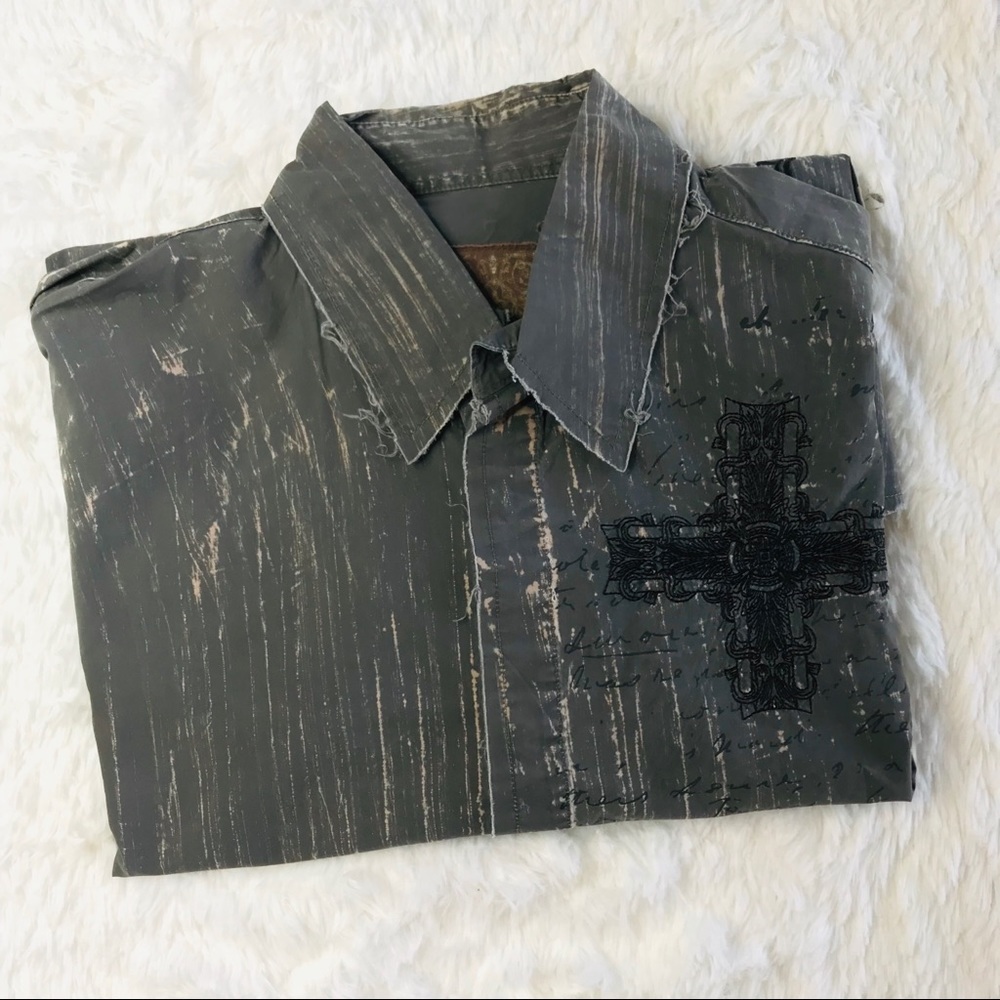 Roar brand grey long slv button down men’s shirt